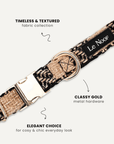 Brown checkered dog collar close-up, Le Noof