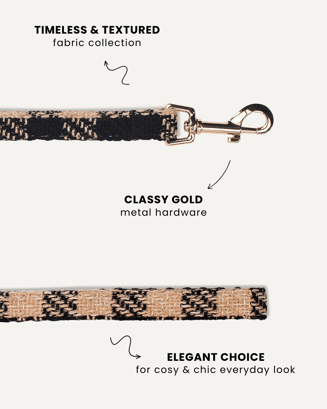 Brown checkered dog leash close-up, Le Noof