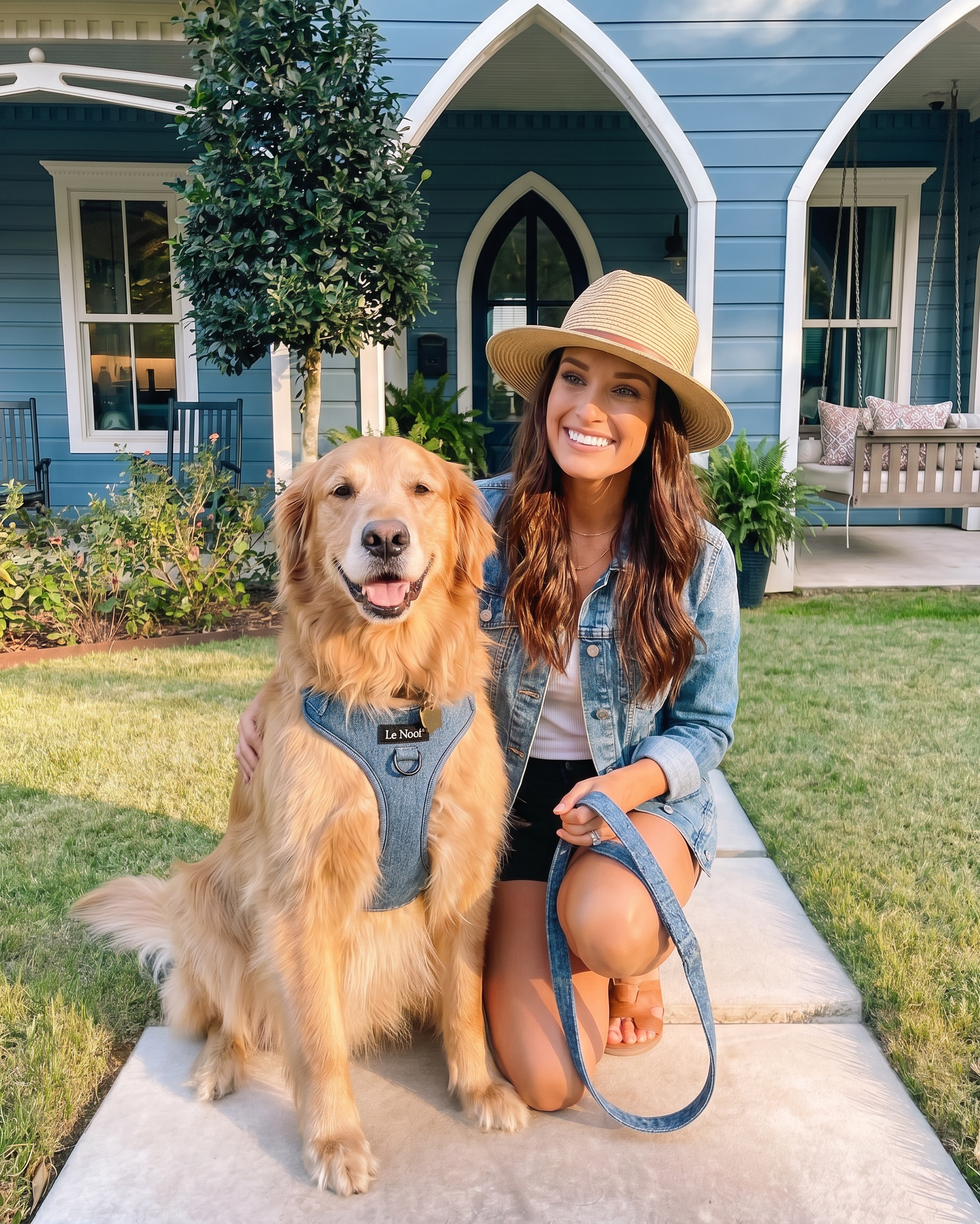 Light Blue Denim No-Pull Dog Harness