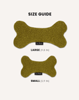 Chartreuse green boucle bone dog toy in two sizes, Le Noof
