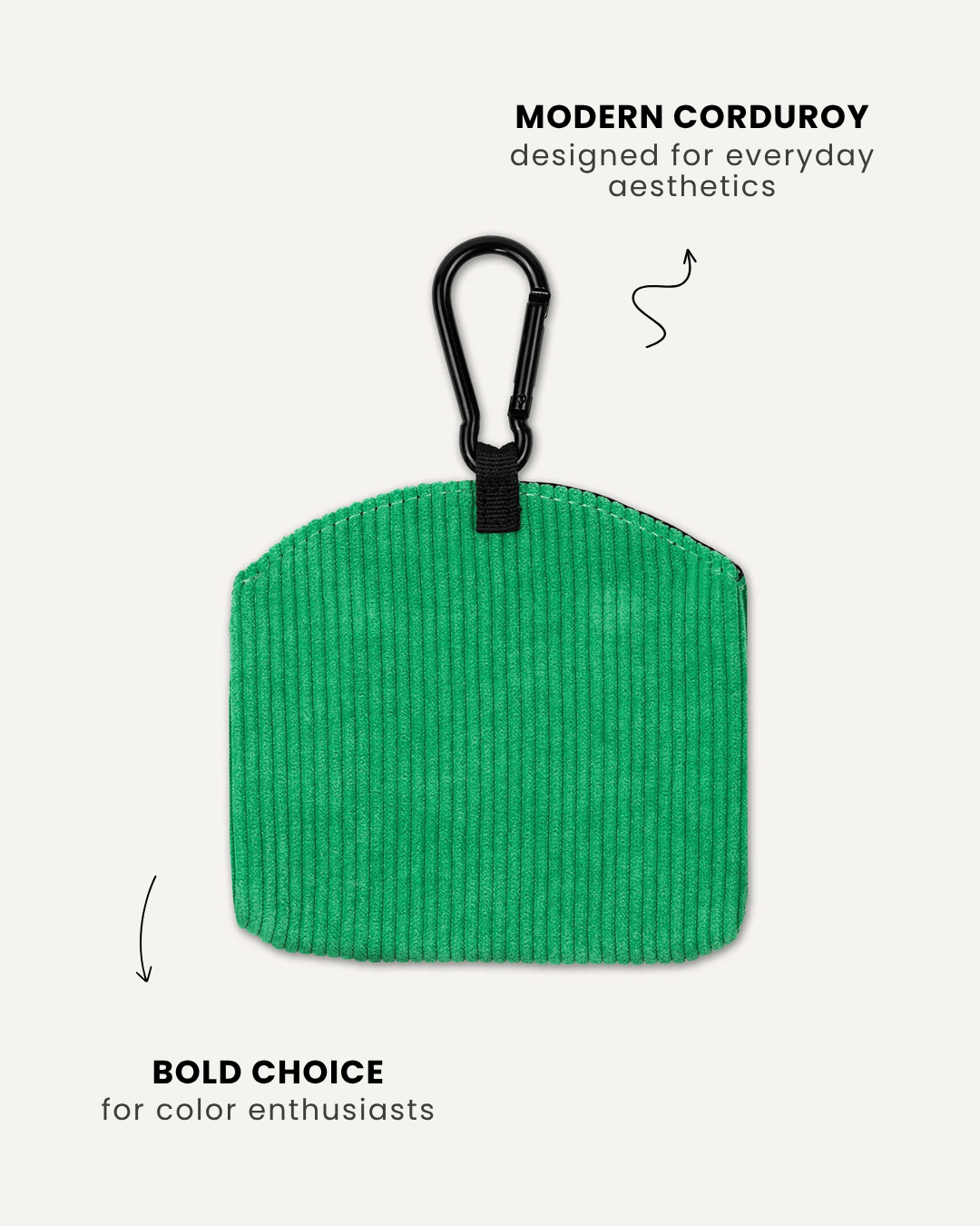 Kelly green corduroy dog treat pouch back view, Le Noof