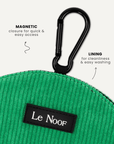 Kelly green corduroy dog treat pouch close-up, Le Noof