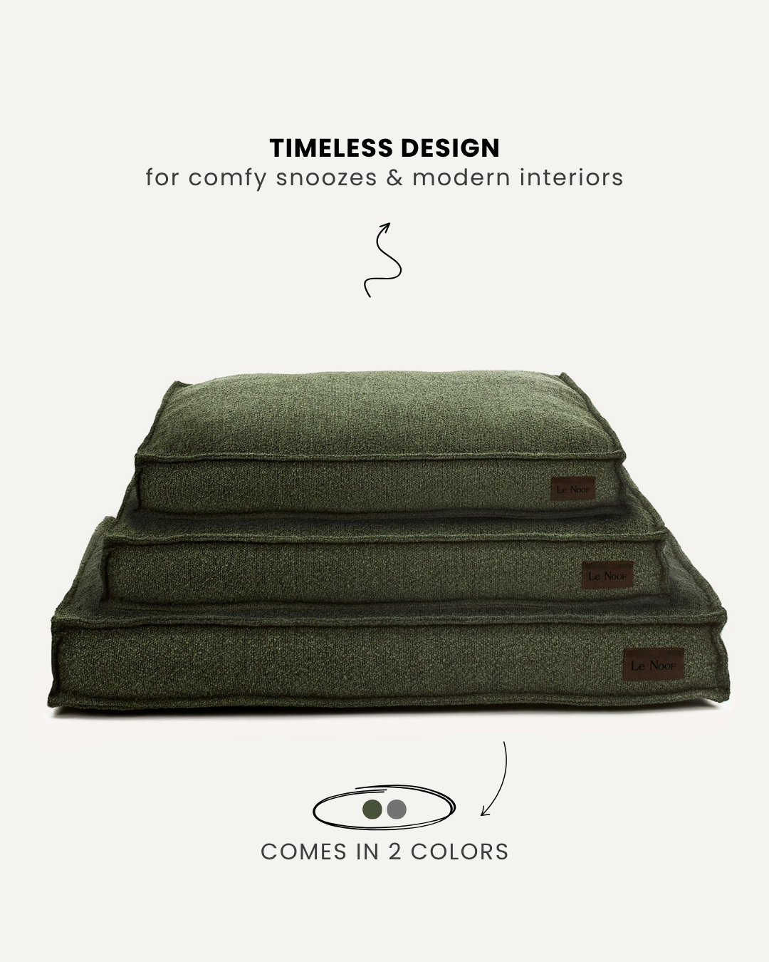Green boucle square dog bed, Le Noof