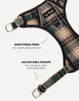 Green plaid no-pull backpack dog harness, Le Noof