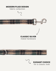 Green plaid dog leash close-up, Le Noof