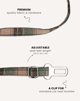 Green plaid dog seatbelt, Le Noof