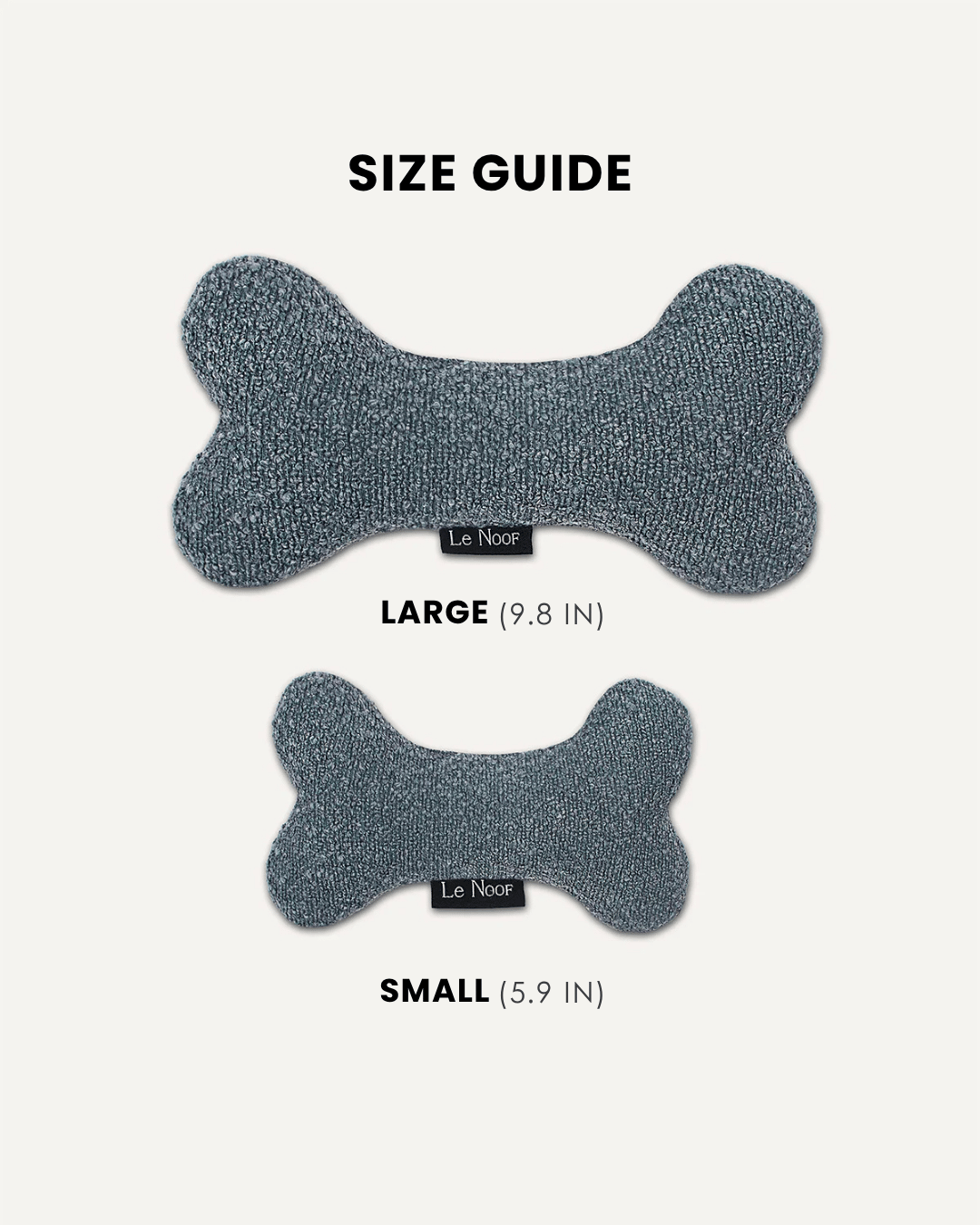 Blue boucle bone dog toy in two sizes, Le Noof