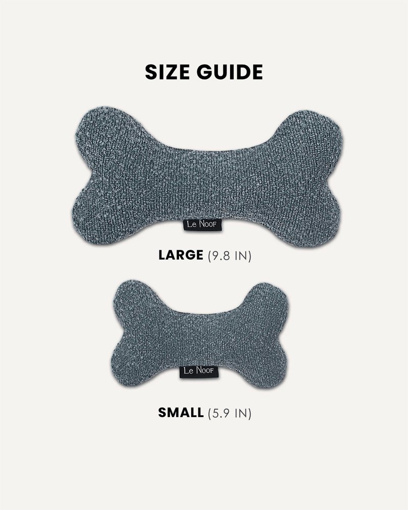 Blue boucle bone dog toy in two sizes, Le Noof
