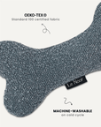 Blue boucle bone dog toy close-up, Le Noof