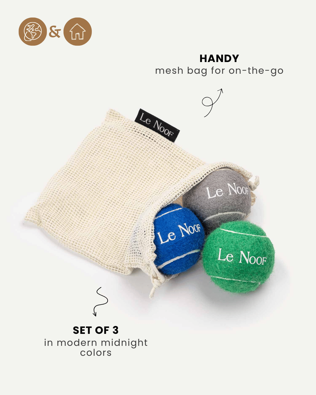 Urban set dog tennis balls in bag, Le Noof