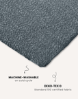 Blue boucle floor dog pillow close-up, Le Noof