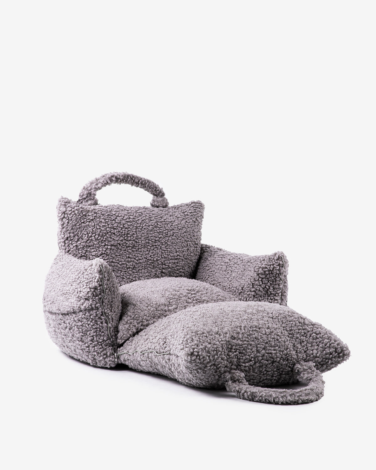 Grey Le Noof Dog Car seat with opened side wall for easier access and home naps