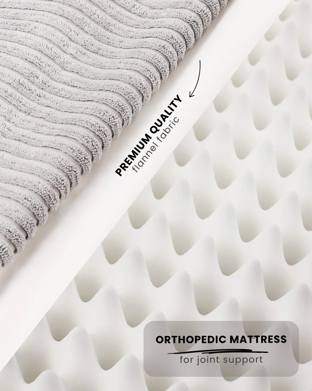 Grey corduroy orthopedic dog bed, Le Noof