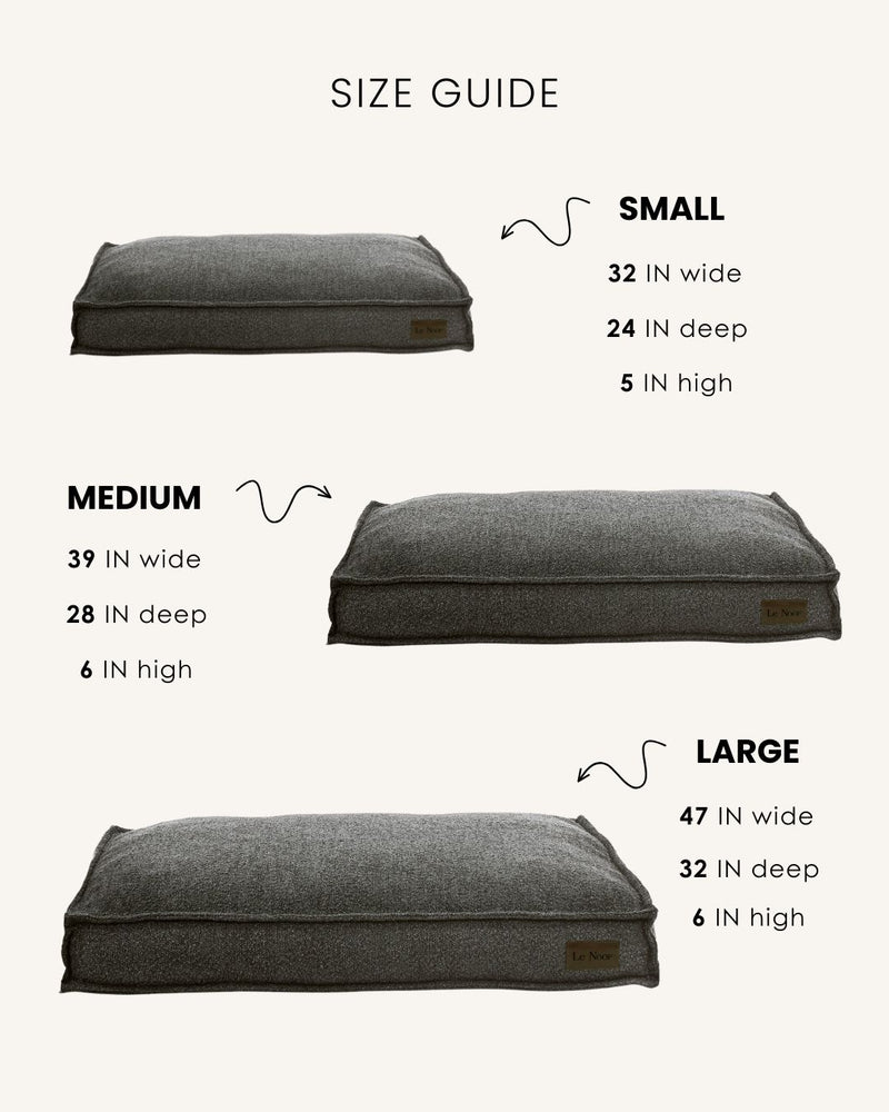 Grey Boucle Square Dog Bed