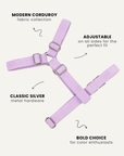 Lavender corduroy step-in dog harness, Le Noof