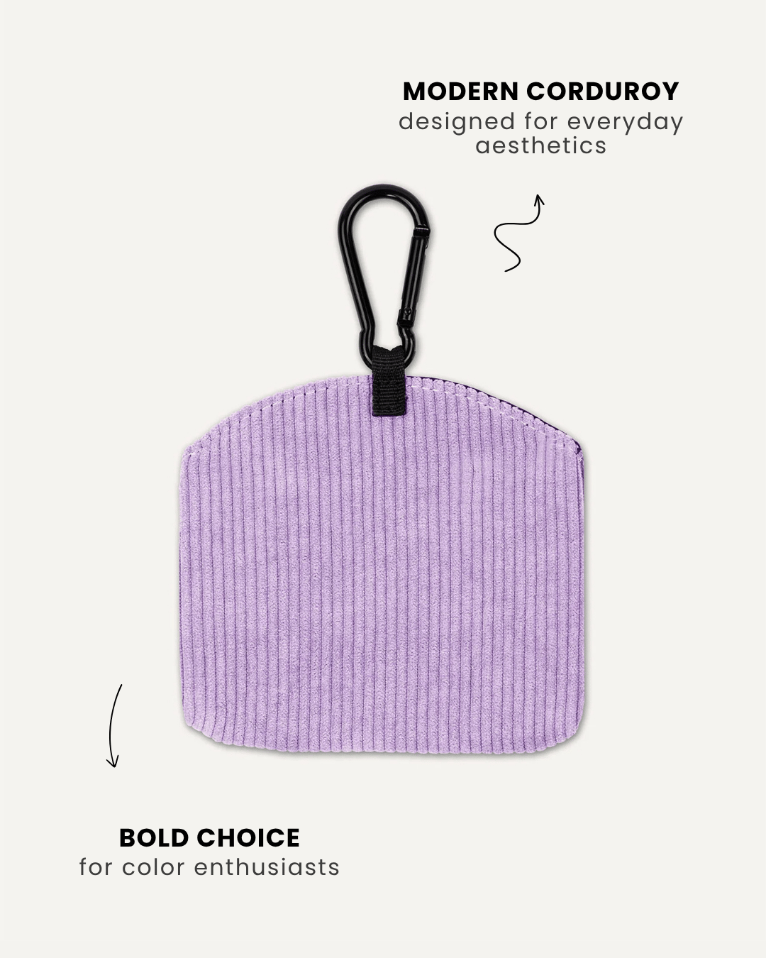 Lavender corduroy dog treat pouch back view, Le Noof