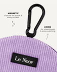 Lavender corduroy dog treat pouch close-up, Le Noof