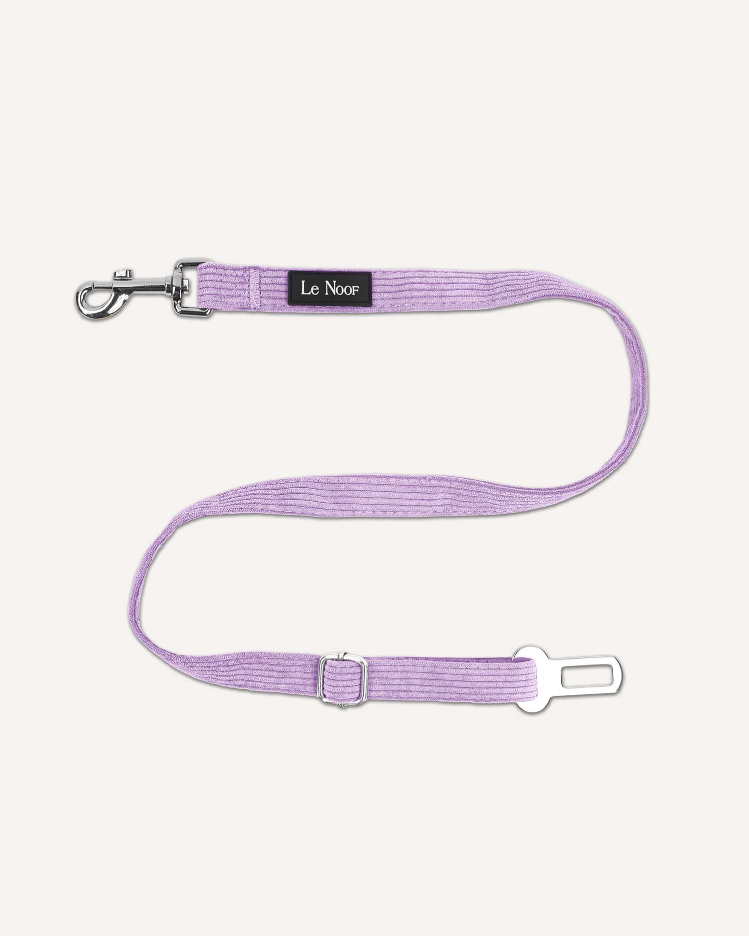 Lavender corduroy dog seatbelt