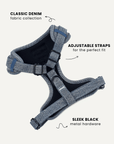 Light Blue Denim No-Pull Dog Harness