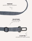 Light blue denim dog seatbelt, Le Noof