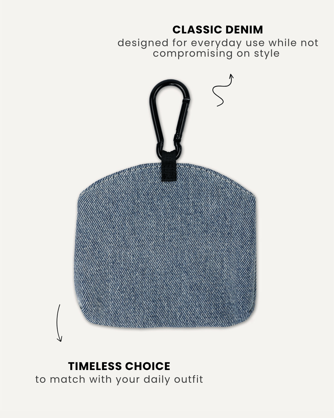 Light blue denim dog treat pouch back view, Le Noof