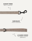 Beige herringbone dog leash close-up, Le Noof