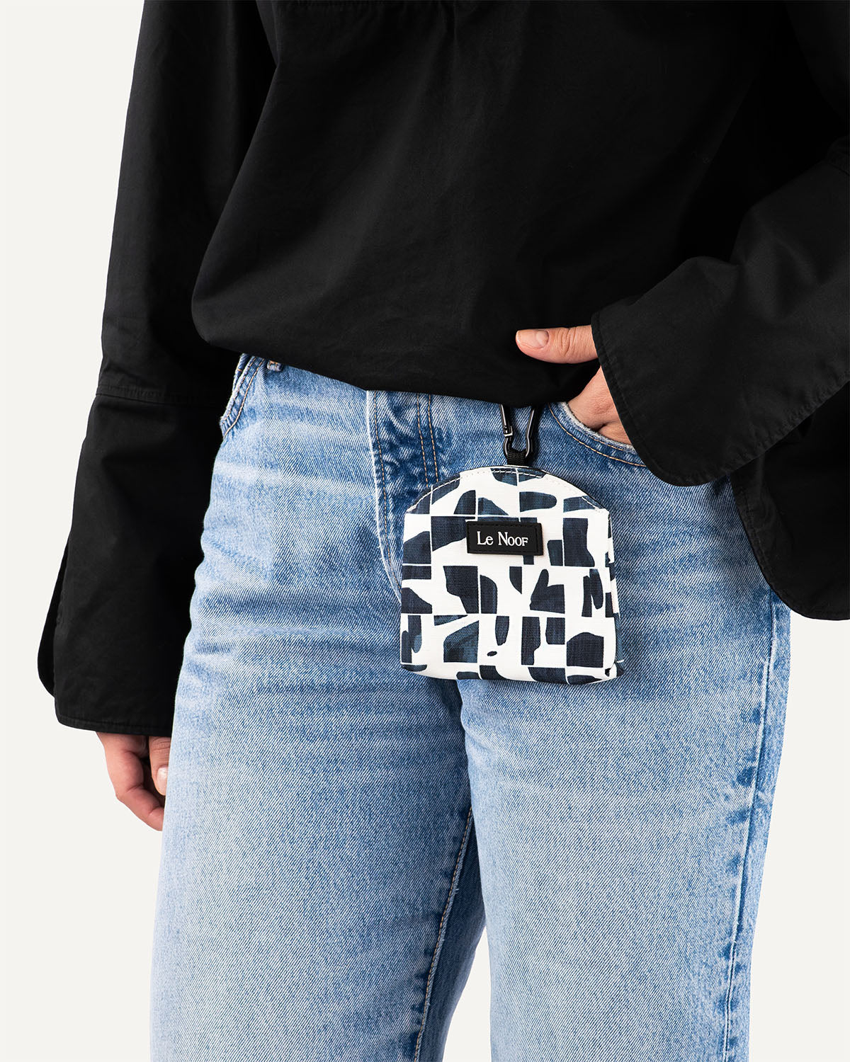 Person wearing Modern Geometric Print dog treat pouch made by Le Noof