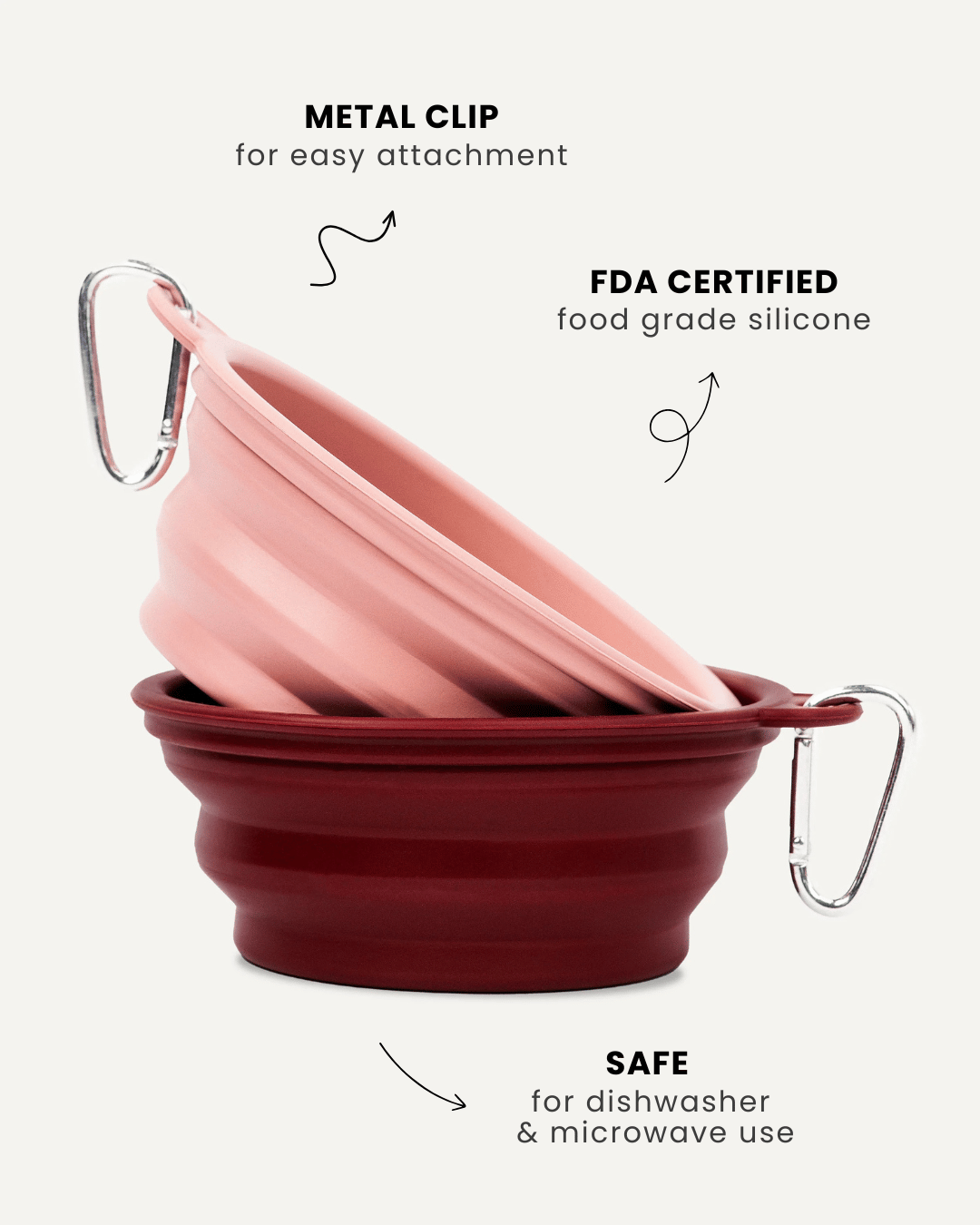 Red & Pink travel dog bowls