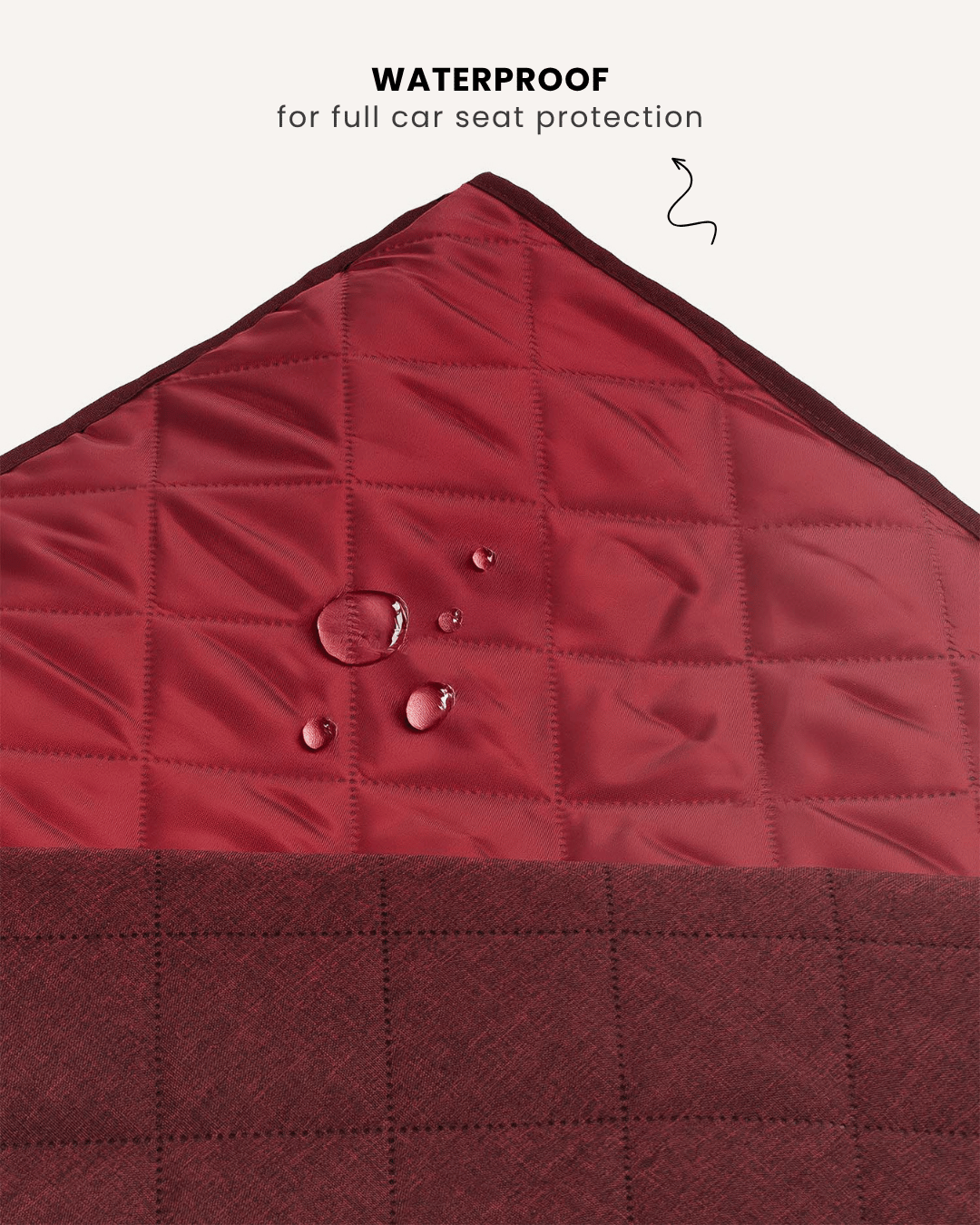 Red waterproof dog car seat cover close-up, Le Noof