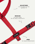 Red jacquard designer step-in dog harness, Le Noof