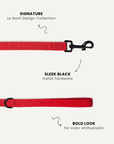 Red jacquard dog leash with poop bag holder, Le Noof