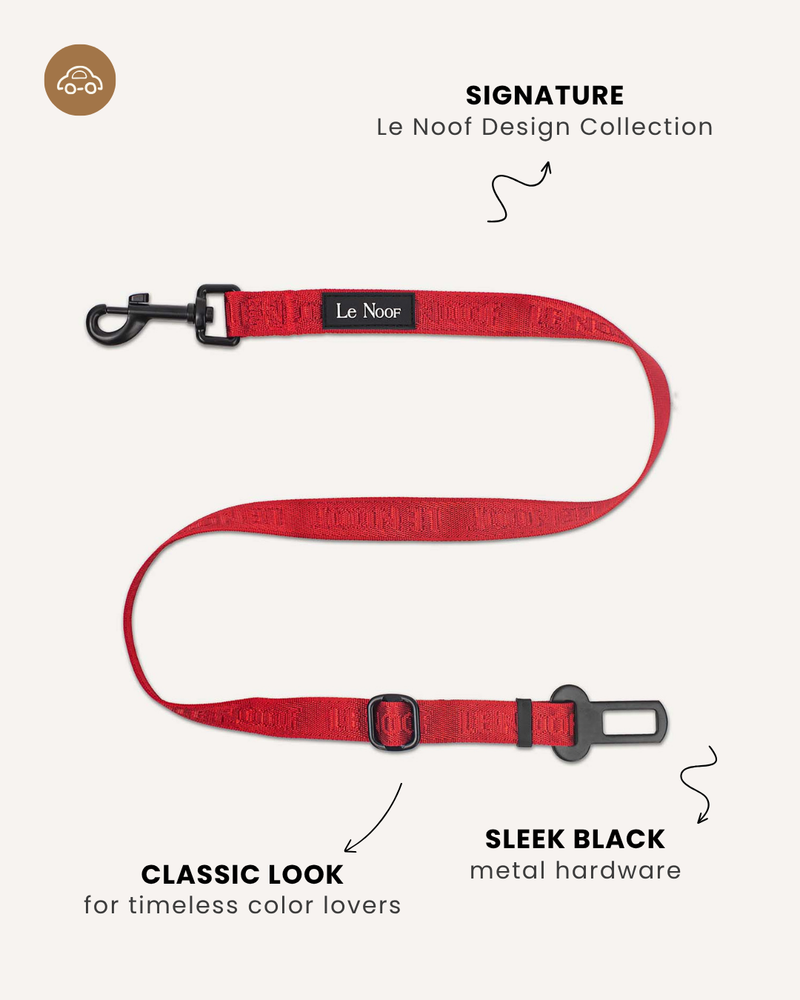 Red jacquard dog seatbelt, Le Noof