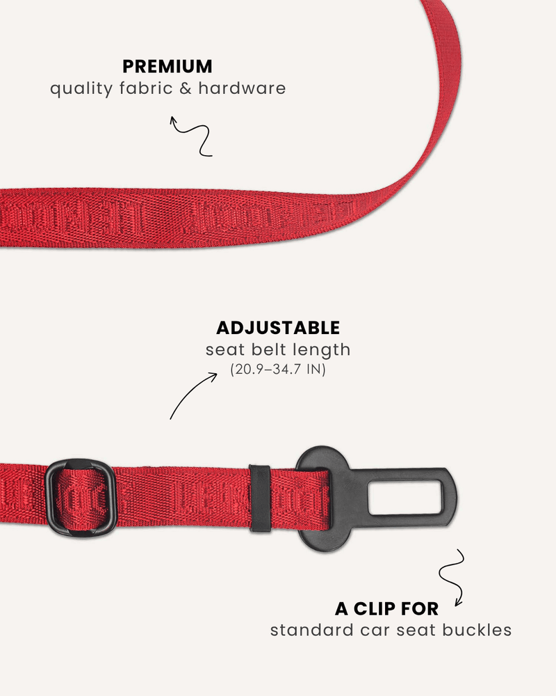 Red jacquard dog seatbelt, Le Noof