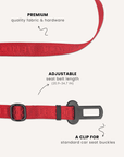 Red jacquard dog seatbelt, Le Noof