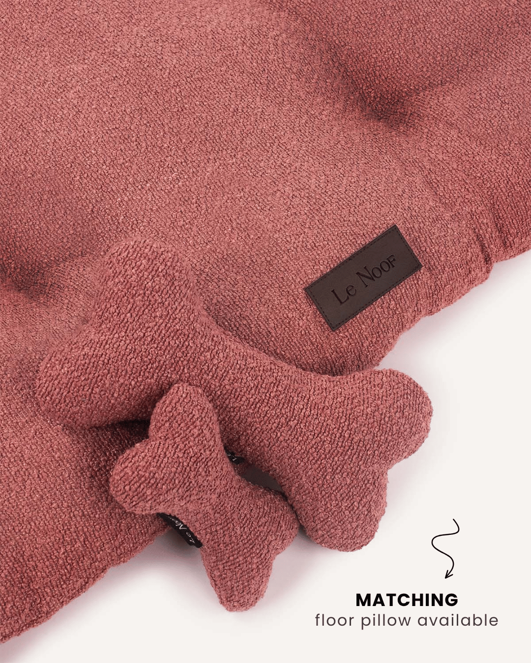 Dusty pink boucle bone dog toy, Le Noof