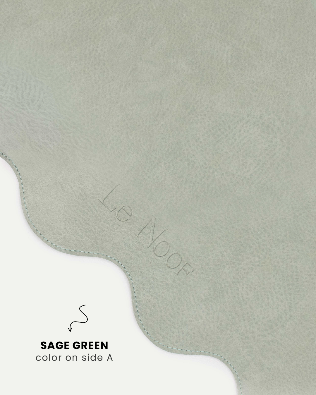 Green side of wavy double-sided dog bowl mat, Le Noof