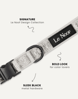 Grey jacquard dog collar close-up, Le Noof