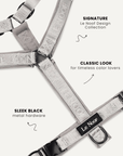Grey silver jacquard step-in dog harness, Le Noof