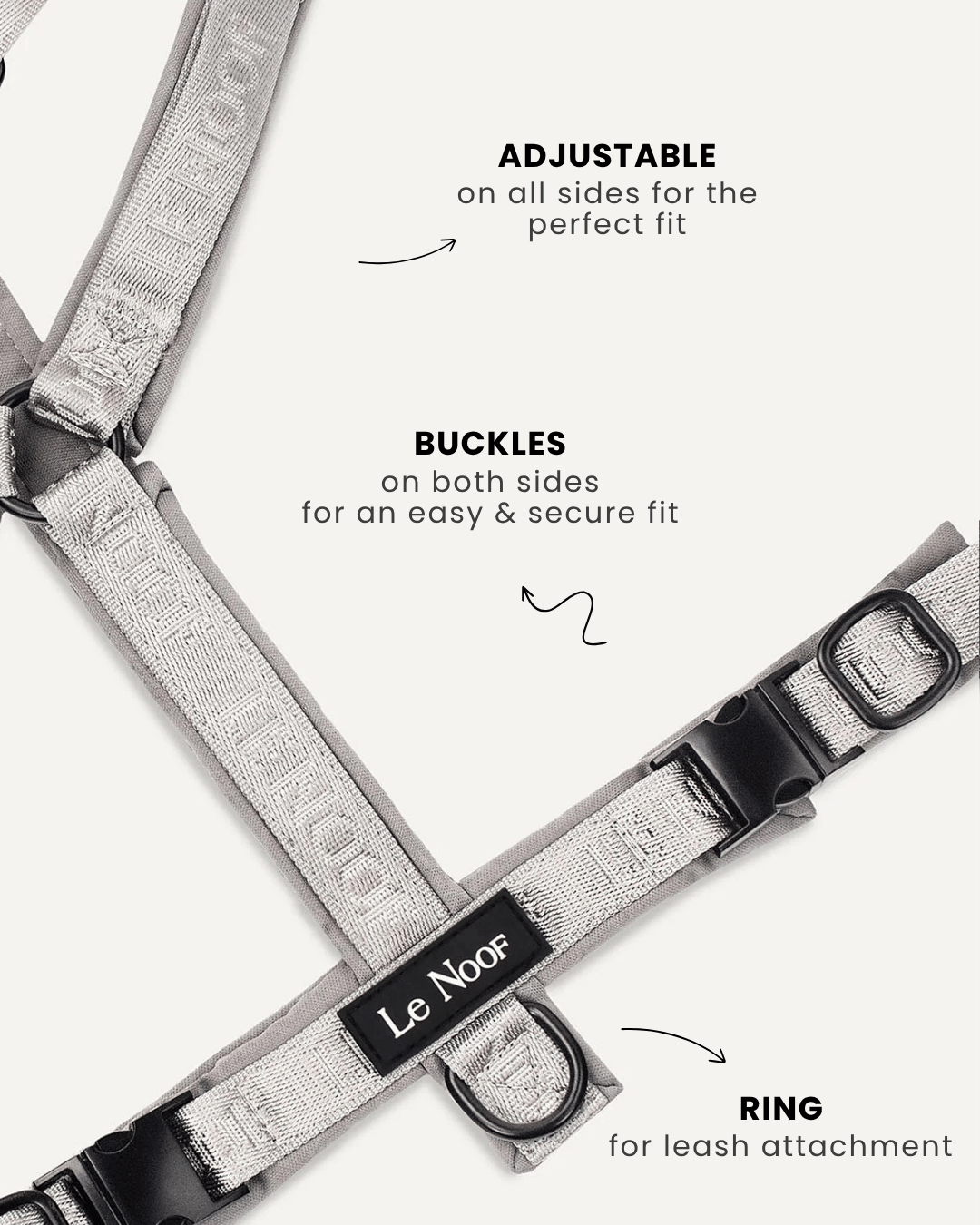 Grey and black jacquard step-in dog harness, Le Noof