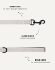 Grey jacquard dog leash close-up, Le Noof