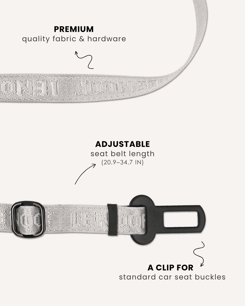 Grey jacquard dog seatbelt, Le Noof