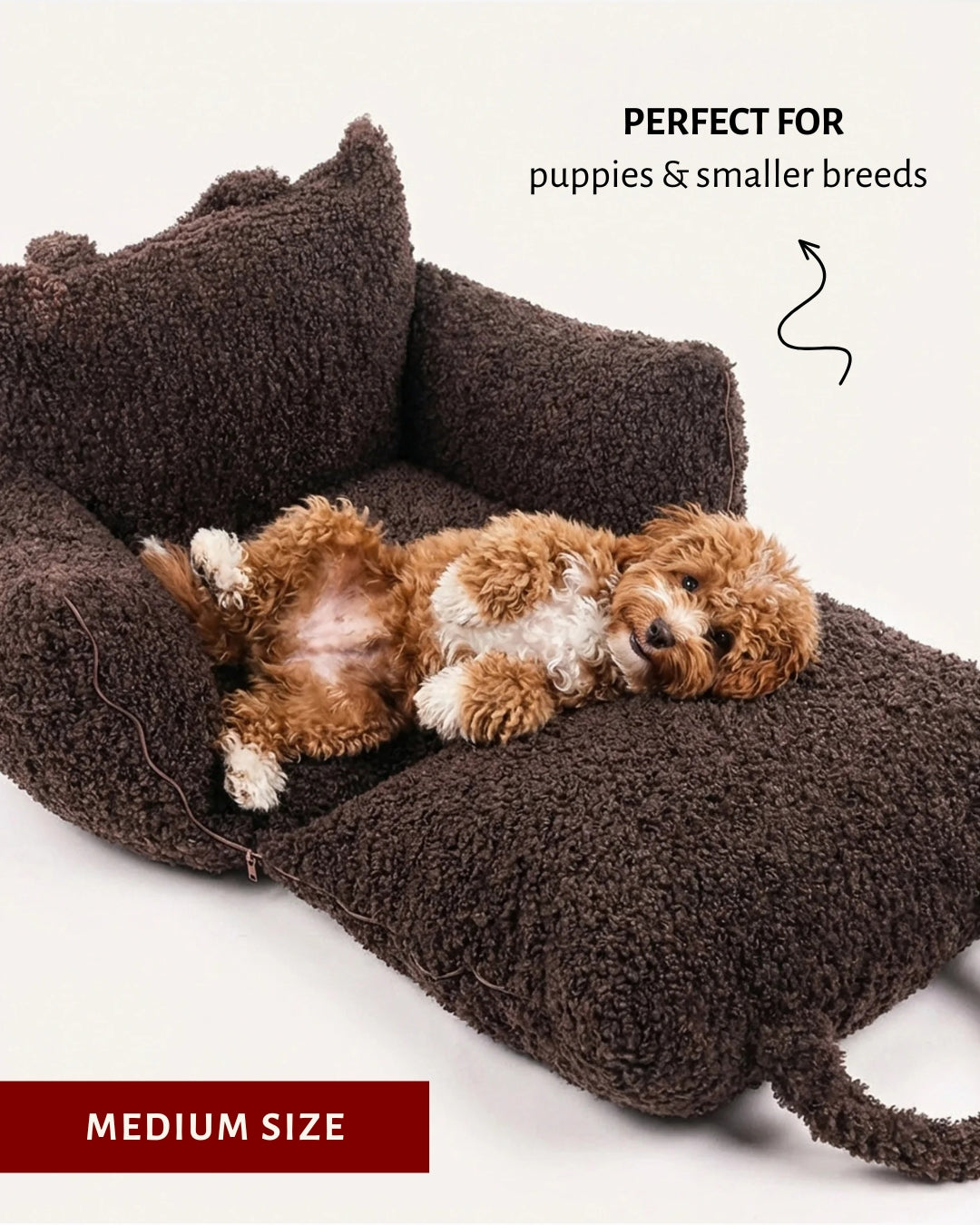Brown Teddy Travel Car Dog Bed
