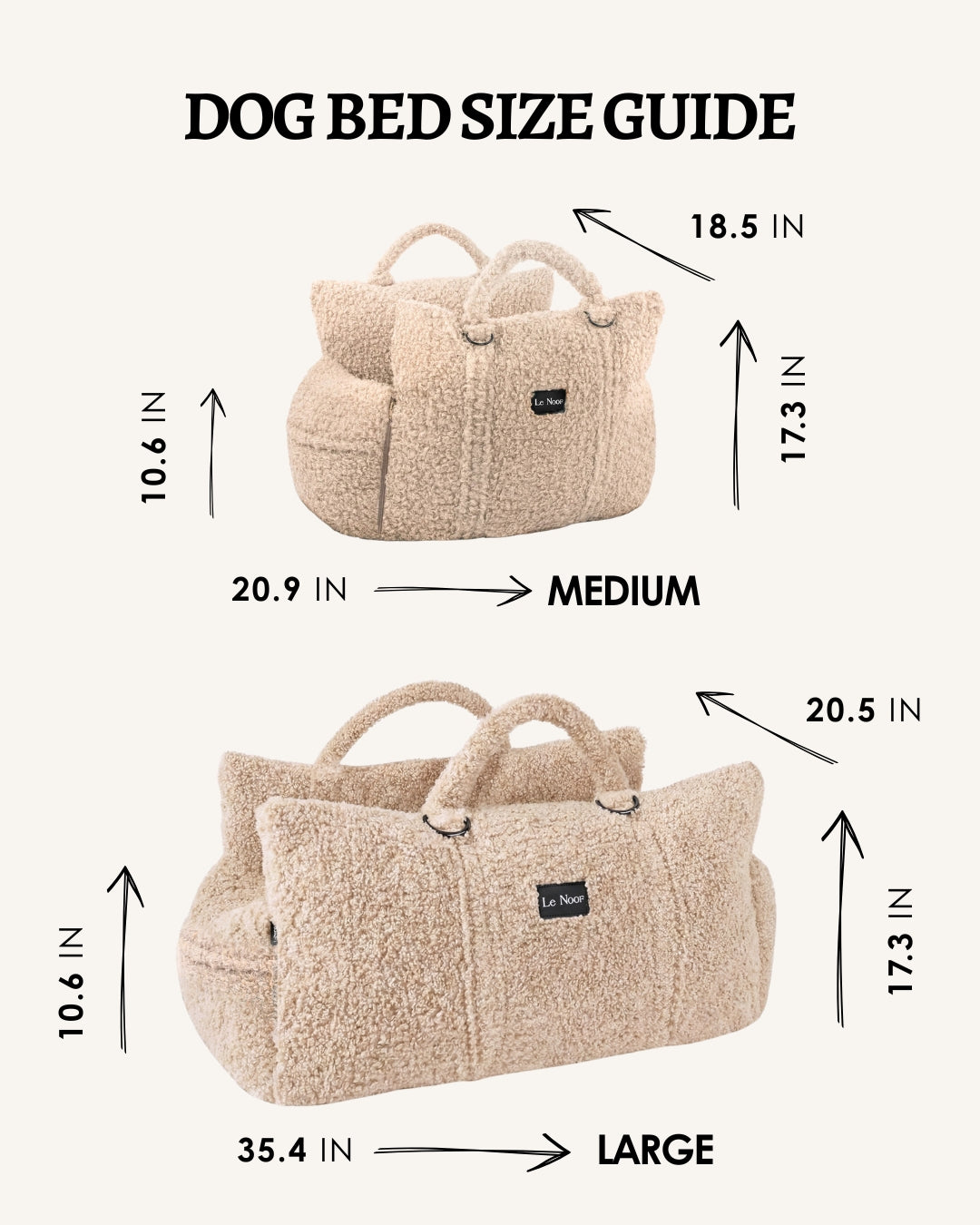 Beige Teddy Travel Car Dog Bed