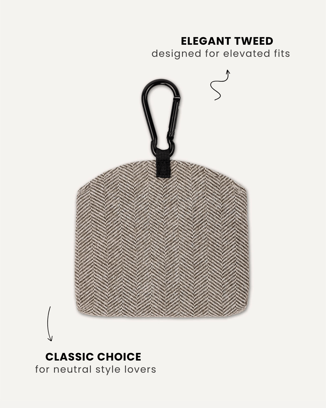 Brown herringbone dog treat pouch back view, Le Noof