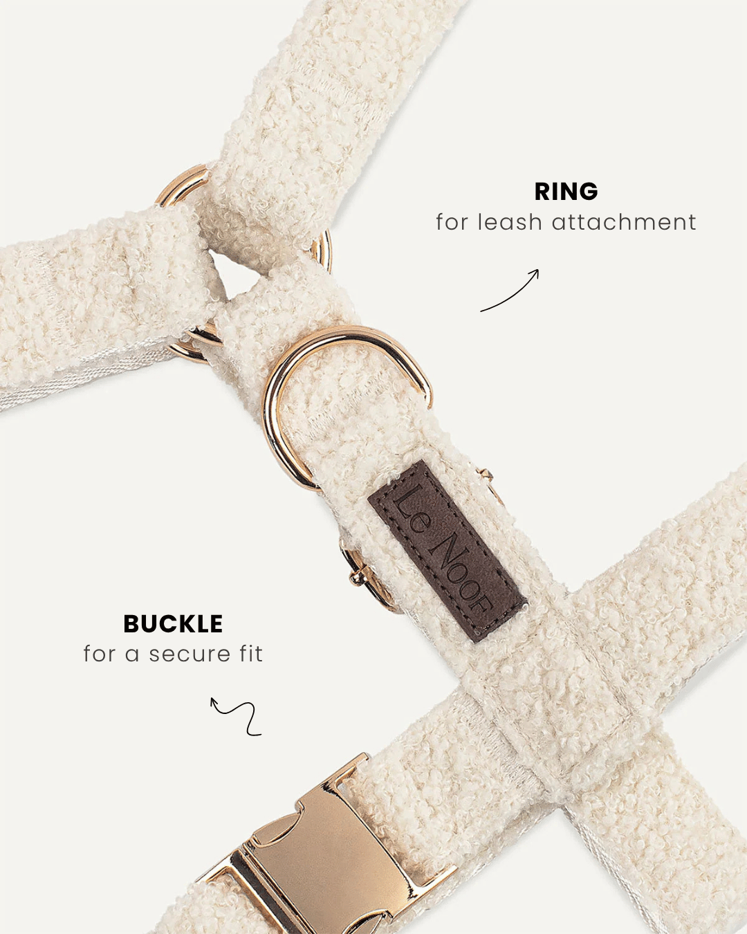 Cream white and gold teddy step-in dog harness, Le Noof
