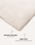 Cream white boucle floor dog pillow close-up, Le Noof