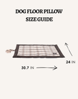 White flannel outdoor dog mat by Le Noof with measurements