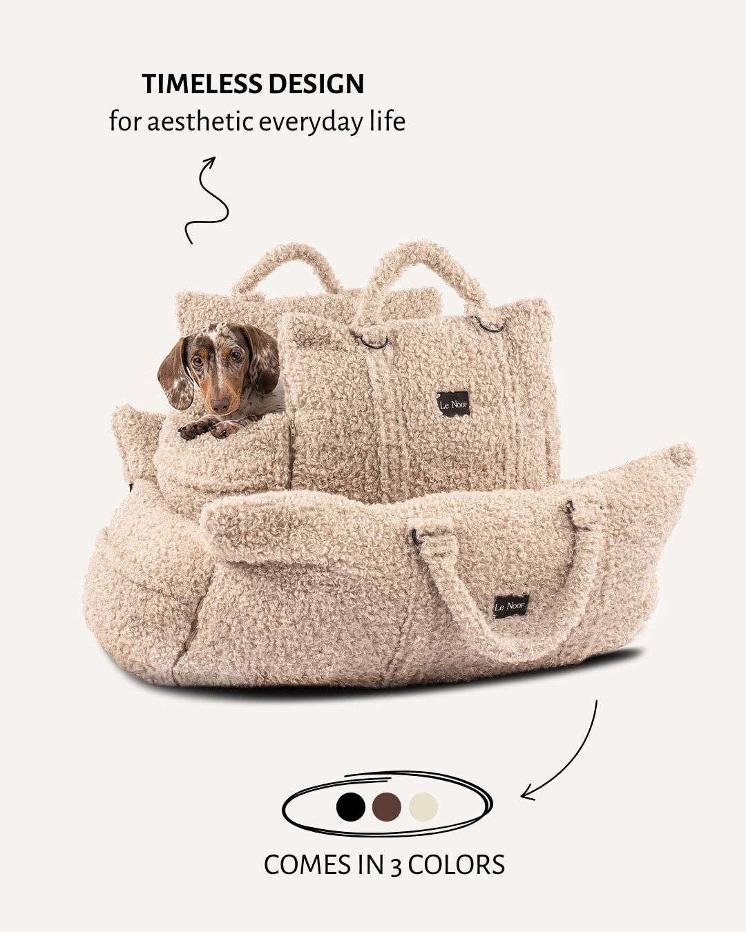 Beige Teddy Car Dog Bed