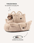 Beige Teddy Travel Car Dog Bed