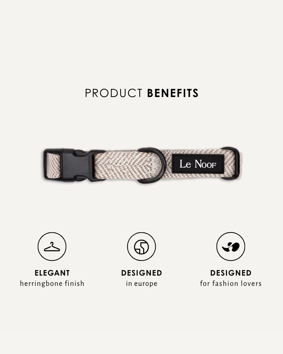 Beige herringbone dog collar, Le Noof